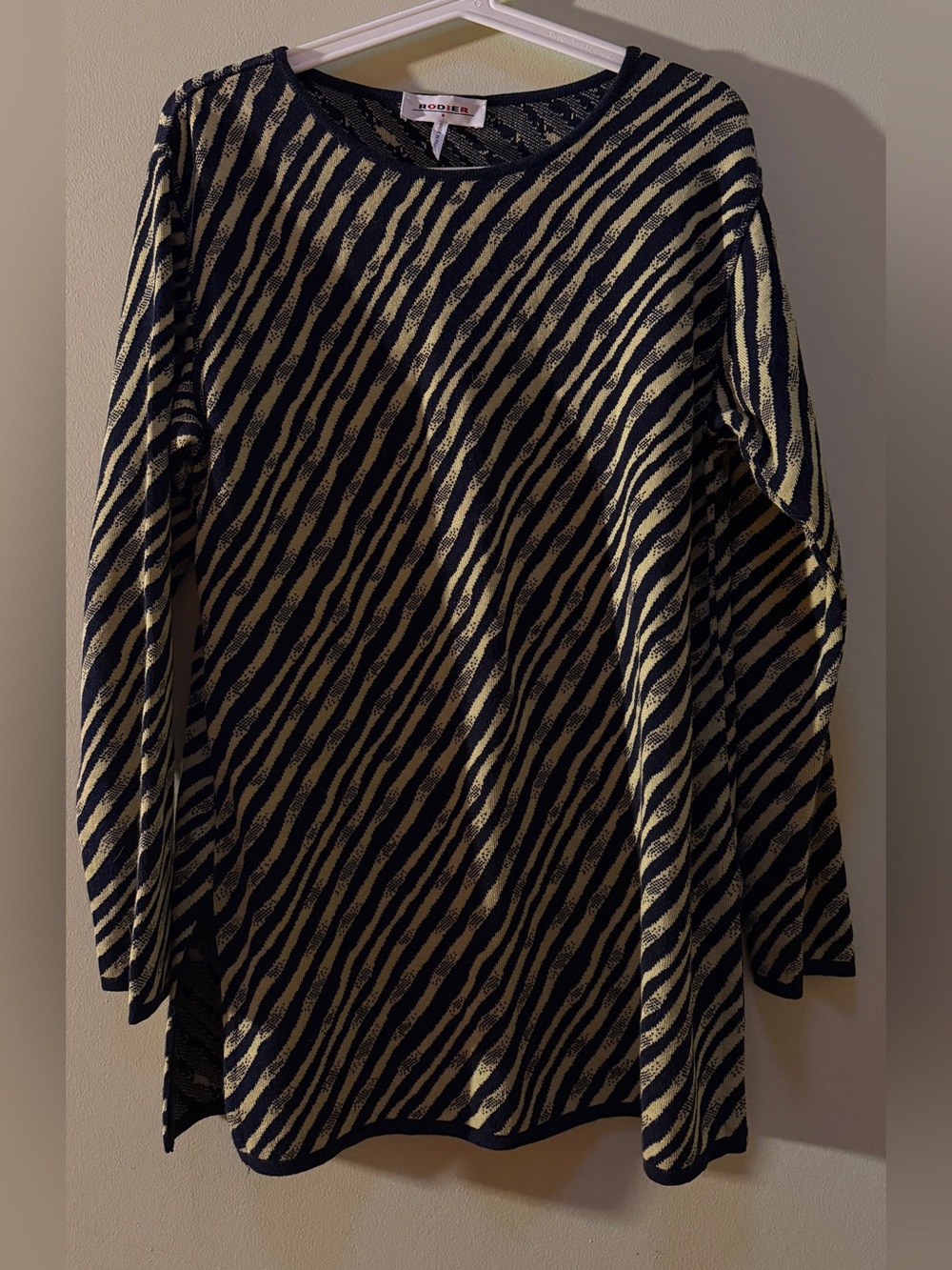 Vintage Rodier Paris Diagonal Stripe Knit Top - Size M